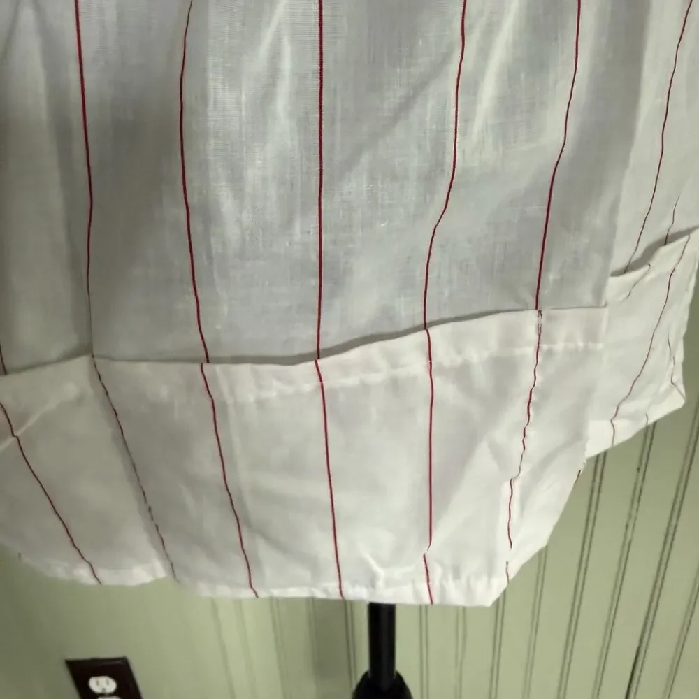 Vtg Hostess Half Apron White Red MCM 50s Pocket Retro Tie Trad Cottage Christmas